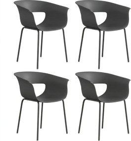 Outsunny Krzesła Ogrodowe 4 szt. ergonomiczne Krzesła Balkonowe z Wyciętym Designem Podłokietniki Odporne na Warunki Atmosferyczne Ciemnoszare | Aosom PL