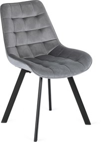 Zestaw Stół Okrągły Rozkładany LUKAS 100-250 cm Dąb Rustykalny/Czarny i 6 Krzeseł RICK Szarych Welurowych Nowoczesnych