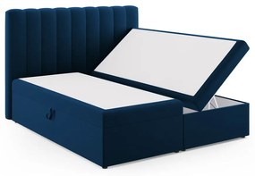 Ciemnoniebieskie łóżko boxspring ze schowkiem 180x200 cm Gina – Milo Casa