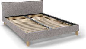 Szare tapicerowane łóżko dwuosobowe ze stelażem 160x200 cm Tina – Ropez