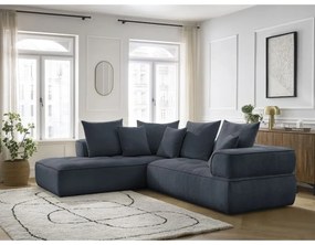 Ciemnoniebieski narożnik z tkaniny szenilowej (lewostronny/w kształcie litery L) Whesley – Bobochic Paris