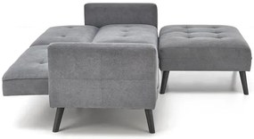 Popielata sofa rozkładana z podnóżkiem - Leris
