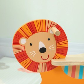 AIYAPLAY Bujak w motywie lwa, udźwig 25 kg, 2-5 lat, drewno, pomarańczowy