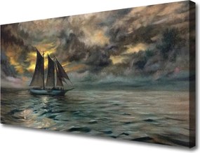 Zdjęcie na płótnie Żaglówka o Zachodzie Słońca