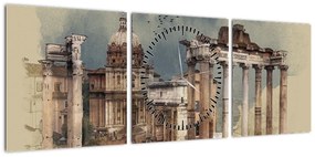 Obraz - Forum Romanum, Rzym, Włochy (z zegarem) (90x30 cm)