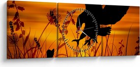 Obraz sylwetki drapieżnika (z zegarem) (90x30 cm)