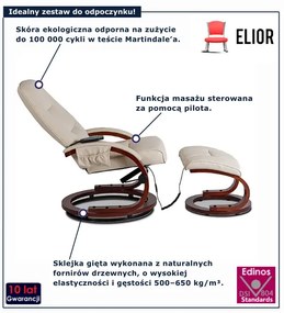 Fotel masujący z podnóżkiem jasnobeżowy R9-N35