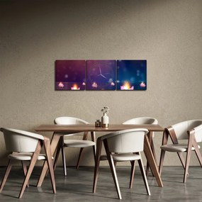 Obraz - Magiczne lilie wodne (z zegarem) (90x30 cm)
