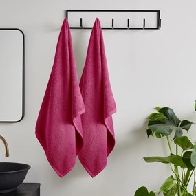Ciemnoróżowe bawełniane ręczniki kąpielowe szybkoschnące/frotte zestaw 2 szt. 90x140 cm Quick Dry – Catherine Lansfield