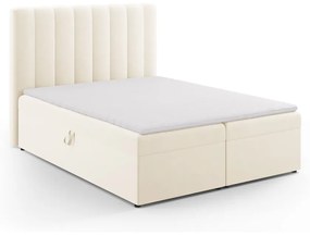 Beżowe łóżko boxspring ze schowkiem 160x200 cm Gina – Milo Casa