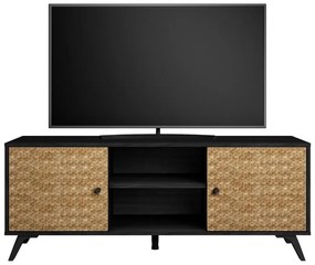 Czarna szafka pod TV w dekorze drewna egzotycznego 136x53 cm Hanoi – Marckeric
