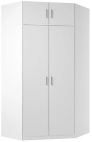 Szafa narożna 2-drzwiowa - szer. 117 cm - Biały + Nadstawka - BELOMY