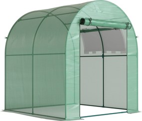 Outsunny Szklarnia przenośna z ramą stalową i pokrywą plastikową, Kolor Zielony