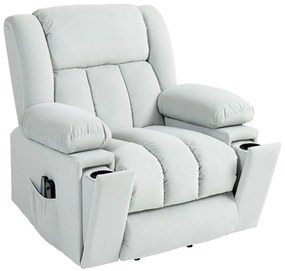 HOMCOM Elektryczny Fotel z Pomocą przy Wstawaniu, Miękki Aksamitny Materiał, Złącza USB