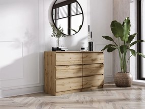 Komoda z 6 szufladami: Dąb Wotan, 120 x 39 x 79 cm