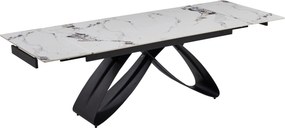 Rozkładany stół z ceramicznym blatem Luigi 160-240 cm, biały marmur/czarny