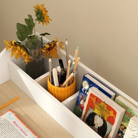 AIYAPLAY Zestaw biurka dla dzieci z miejscem do przechowywania, otwarte półki, krzesło, 3-8 lat, drewno