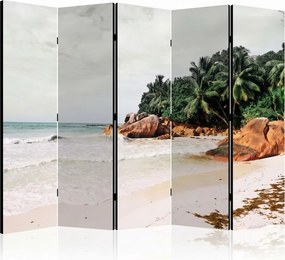 Parawan pokojowy 5-częściowy 225x172 Dwustronny dekoracyjny tropikalny egzotyczny Wielokolorowy Seszele - Dzika Plaża