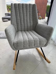 Fotel wypoczynkowy bujany do salonu, sypialni, na płozach tkanina beż, FW6
