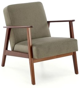 Oliwkowy fotel drewniany typu lisek w stylu vintage - Alexander 3X