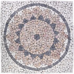 Mozaika marmurowa, motyw Słońca, 90 x 90 cm.