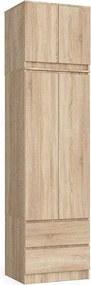 Szafa AKORD S60 z nadstawką Dąb Sonoma 60 cm 2 drzwi 2 szuflady kolor Dąb Sonoma mat 3 półki 60x51x234 cm