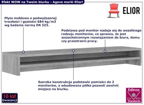 Podstawka na biurko z dodatkową półką szary dąb - Agave