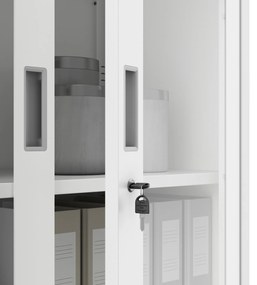 Biurowa szafa metalowa z sejfem na akta i dokumenty FILIP, 900 x 1850 x 400 mm, biała