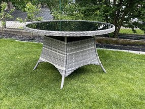 Duży okrągły stół z technorattanu MODERNO jasno szary