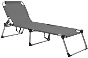 Leżak aluminiowy do ogrodu z oparciem szary H8-E40