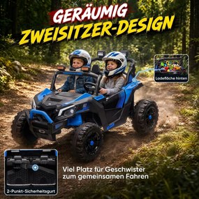 AIYAPLAY Elektryczne auto dla dzieci 24V 2-osobowe UTV z baterią litową, pilot 2,4 GHz, 2 x 120W silniki, softstart | Aosom PL