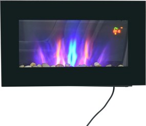 HOMCOM Elektryczny kominek ścienny LED z efektem ognia 1000W 2000W pilot zdalnego sterowania | Aosom PL
