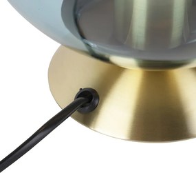 Lampa stołowa w stylu art deco mosiądz z niebieskim szkłem - Pallon