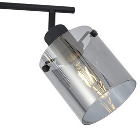 Designerski reflektor sufitowy czarny z przydymionym szkłem 3-punktowy - Domo Nowoczesny Oswietlenie wewnetrzne