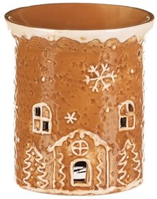 Ceramiczny kominek zapachowy domek z piernika, brązowy