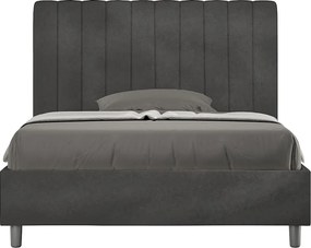 Łóżko wyposażone w stelaż z listwami tapicerowane 120x200 microfibra szary Agueda