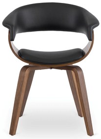 Krzesło Tapicerowane z Drewna Giętego GARY Orzech/Czarne Ekoskóra Nowoczesne Loft