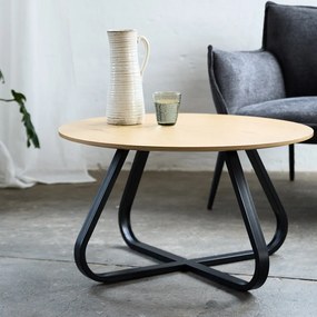 Okrągły stolik z blatem w dekorze dębu ø 80 cm Cesura – Unique Furniture