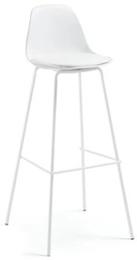 Biały hoker z imitacji skóry (wysokość siedziska 75 cm) Brighter – Kave Home