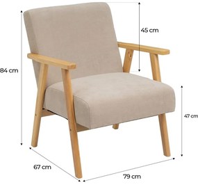 Beżowy fotel z tkaniny szenilowej Vintage – Casa Selección