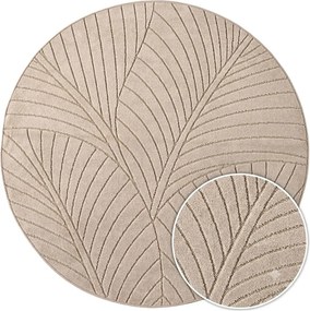 Dywan uniwersalny Nova 3D Listki beżowe koło 160 cm x 160 cm
