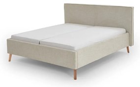 Kremowe tapicerowane łóżko dwuosobowe ze schowkiem i stelażem 160x200 cm Riva – Meise Möbel