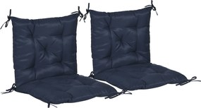 Outsunny Zestaw 2 poduszek, 98 x 50 cm, poduszki na krzesła z taśmami wiążącymi, pokrowiec materiałowy, 8 cm grubości, ciemnoniebieskie | Aosom PL