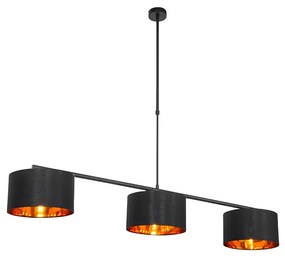 Nowoczesna lampa wisząca czarna ze złotem 125 cm 3-światła - VT 3 Nowoczesny Oswietlenie wewnetrzne