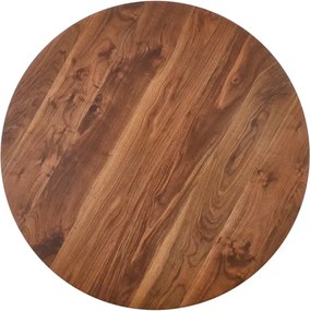 Okrągły stół Hestiano 110 cm w kolorze orzechowym z MDF i złotymi detalami do jadalni