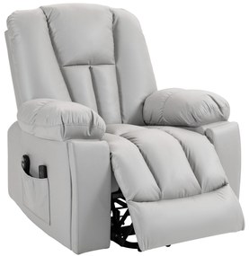 HOMCOM Fotel masujący Relaxsessel dla Seniorów, Pilot, Boczne kieszenie, 94 cm x 96 cm x 106 cm, Szary | Aosom PL