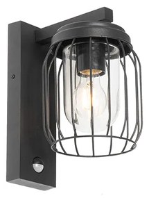 Zewnetrzna Nowoczesna lampa ścienna zewnętrzna czarna IP44 z czujnikiem ruchu - Luc Nowoczesny Oswietlenie zewnetrzne