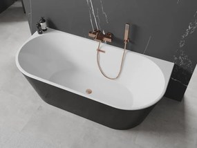 Mexen Oval wanna wolnostojąca przyścienna 160 x 80 cm, biała/czarna, przelew miedź szczotkowana - 52671608075-65
