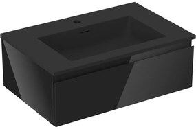 Mexen Orio szafka łazienkowa 70 cm z umywalką Otis, 1 szuflada, czarna połysk/czarna mat - 91A10-07023-1-BF70-W18M71