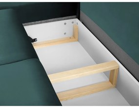 Morski aksamitny rozkładany narożnik ze schowkiem (lewostronny/w kształcie litery L) Kyoto – Cosmopolitan Design